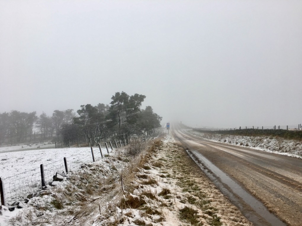 leek, staffordshire, snow settling on the higher ground...