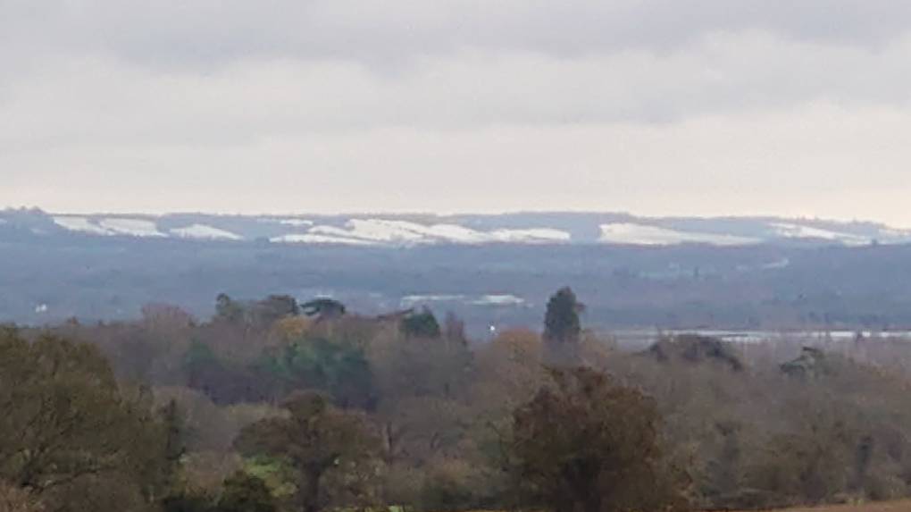 Ryarsh, Kent, Snow over the North downs near Detling ...