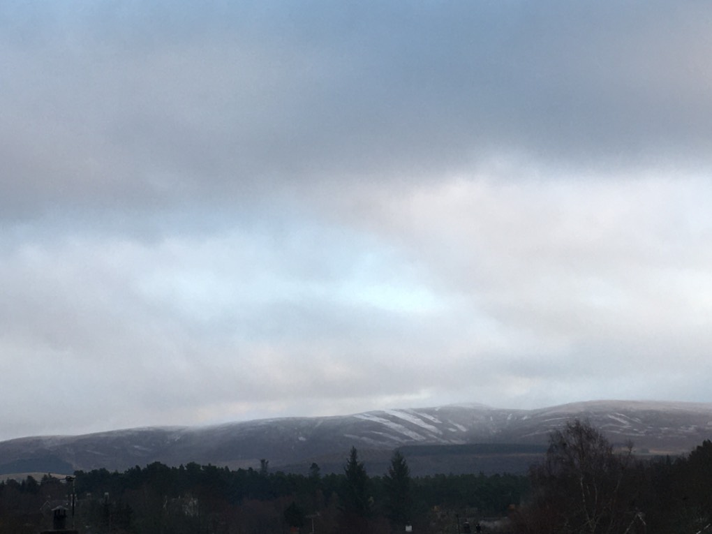 Grantown on Spey, Moray, Snow on the hills ...