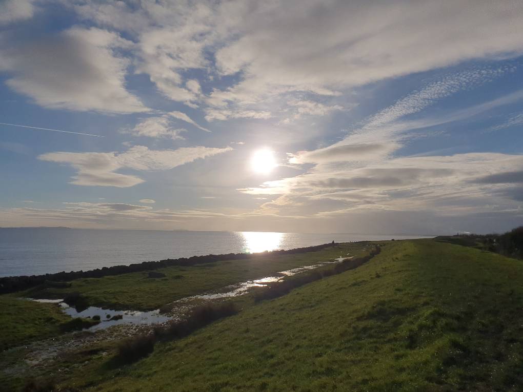 Newport Seawall St Brides, Newport, Winter sun ...