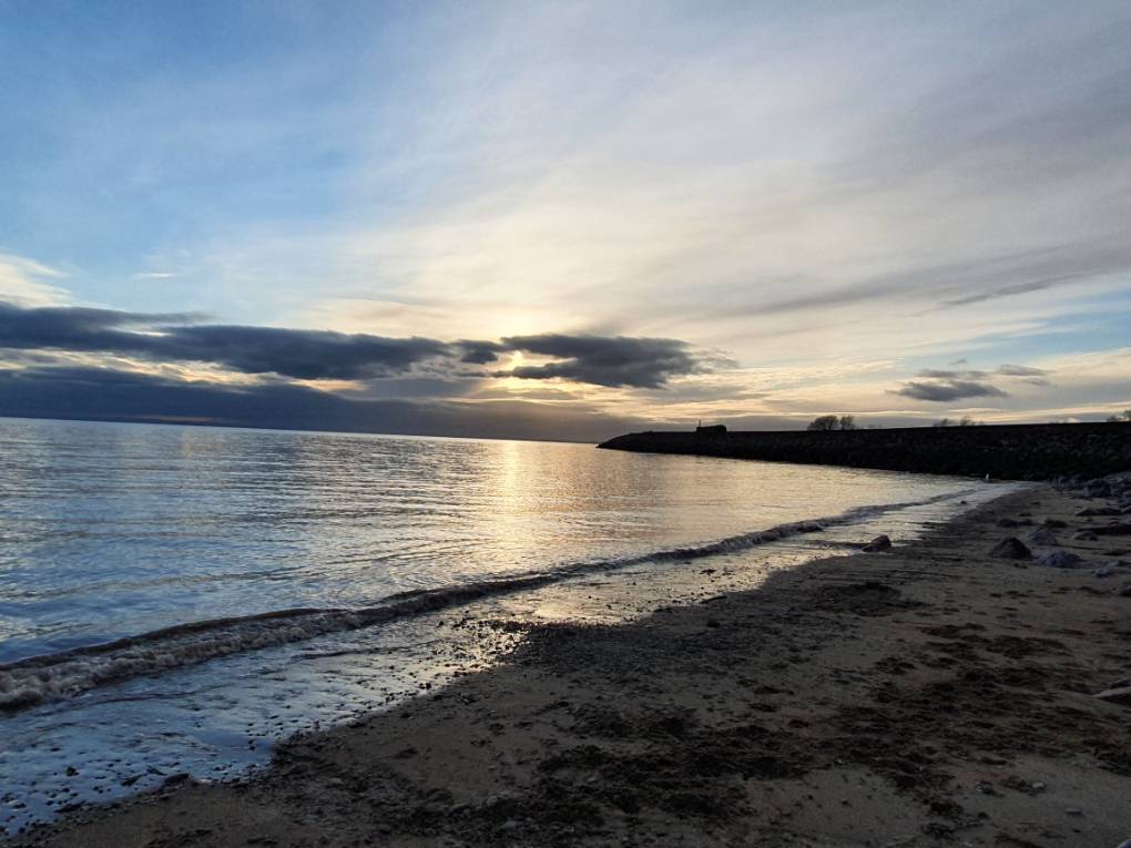 St Brides Seawall, Newport, Winter sunset...