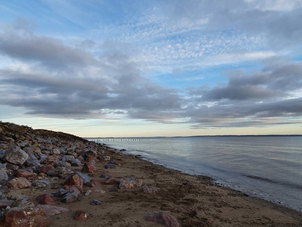 St Brides Seawall, Newport, Clouds over Bristol Channel ...