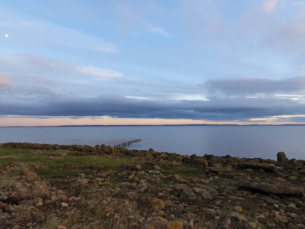 St Brides Seawall, Newport, View over the Bristol Channel ...