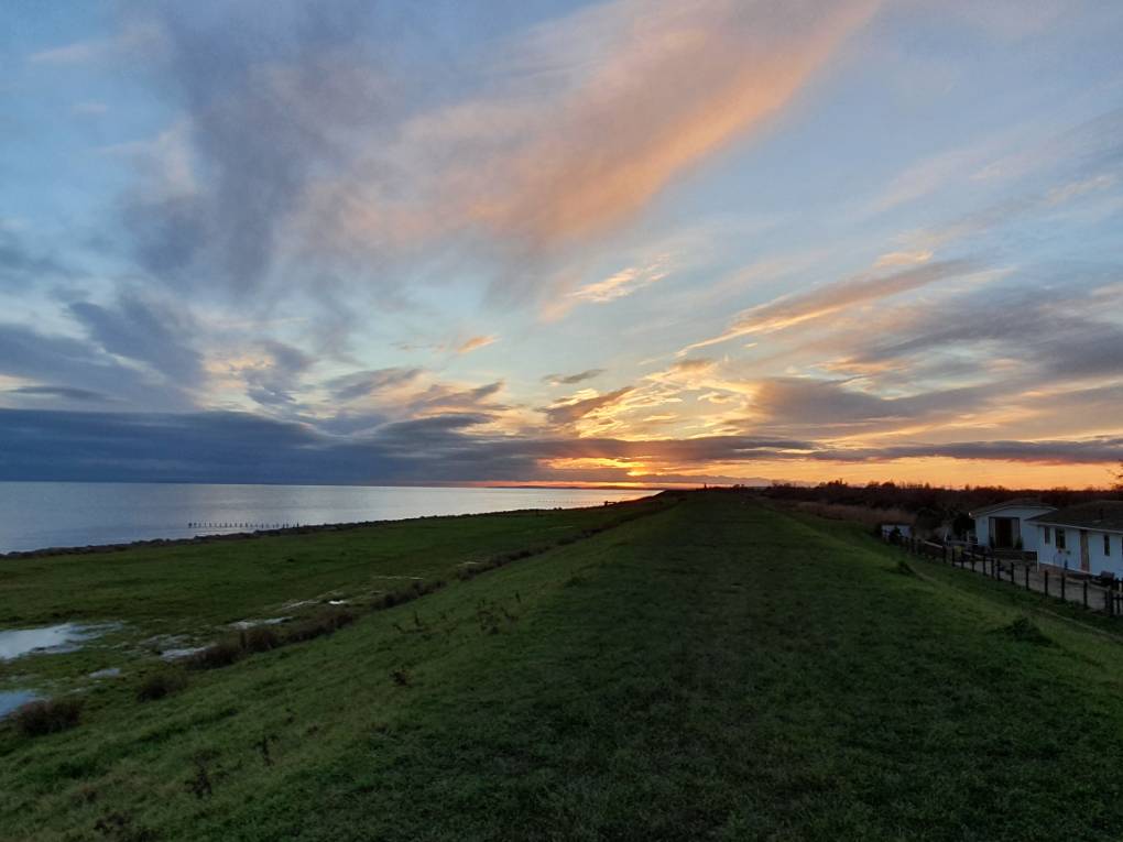 St Brides Seawall, Newport, Winter sunset...