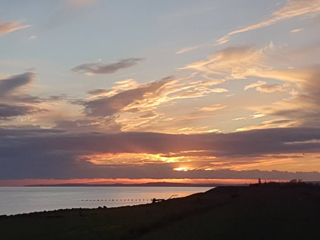 St Brides Seawall, Newport, Winter sunset...