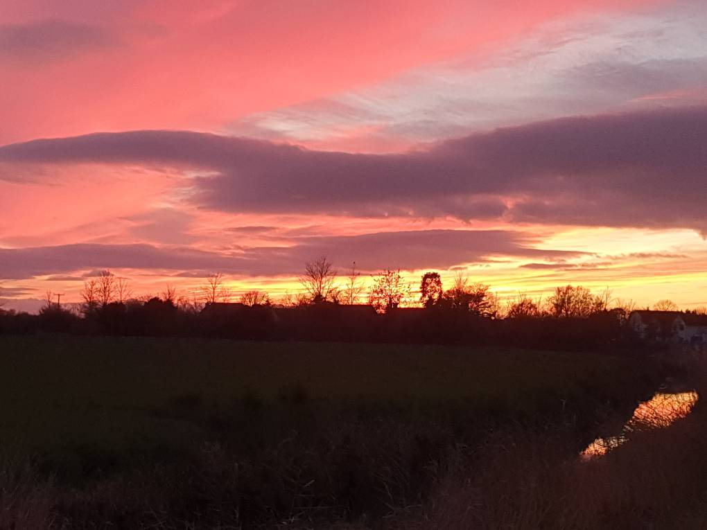 Cardiff, Cardiff, Winter countryside sunset...