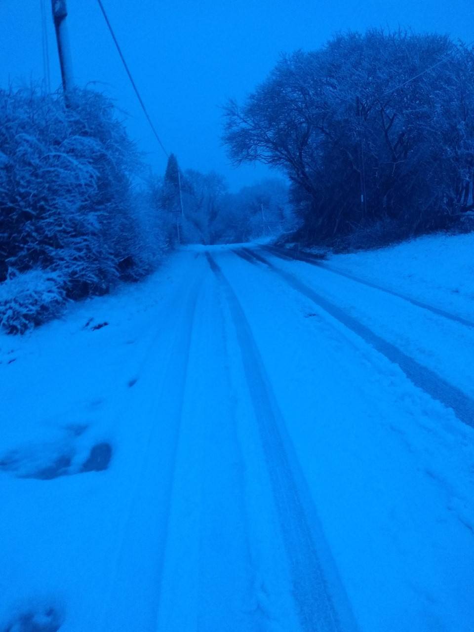 Newcastle-under-Lyme, Staffordshire, Snowy Road...