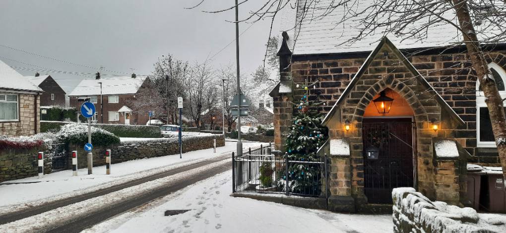 Sheffield, , A snowy morning in Grenoside village, Sheffield...