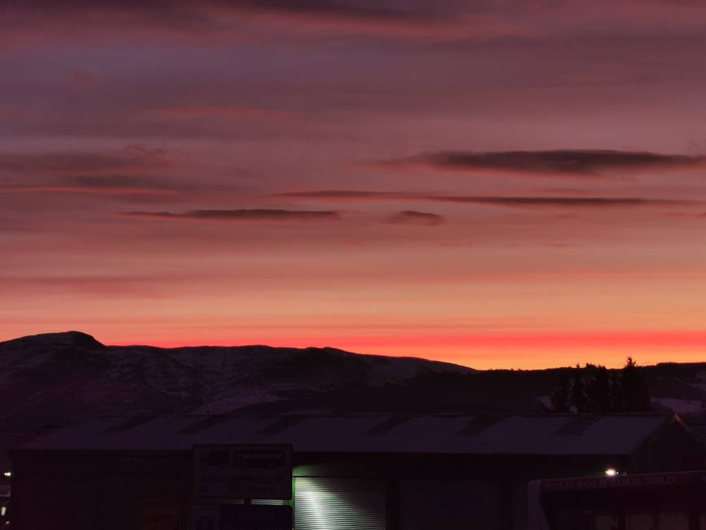 Auchterarder, , Cold sunrise looking over the Ochils...