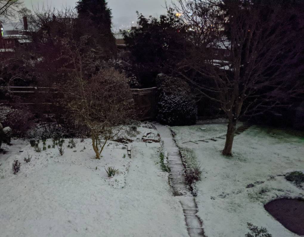 Berkhamsted, Herts, Thin and transient covering of snow...