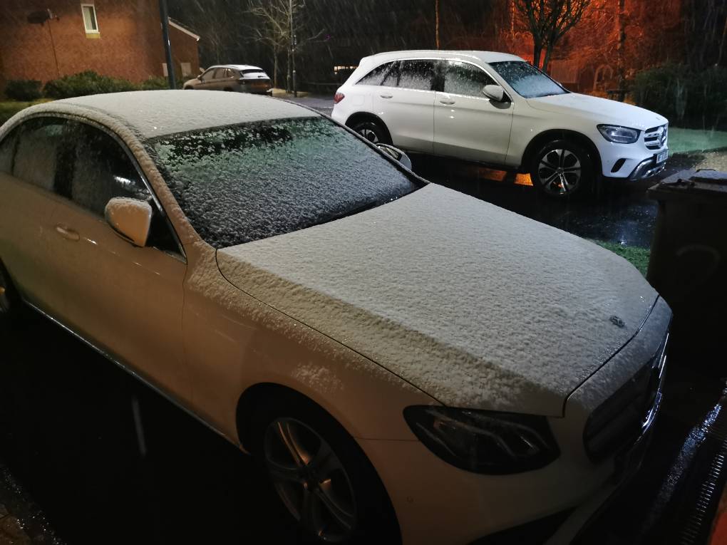 St Helens, , 20/01/21 - Snow beginning to settle on cars...