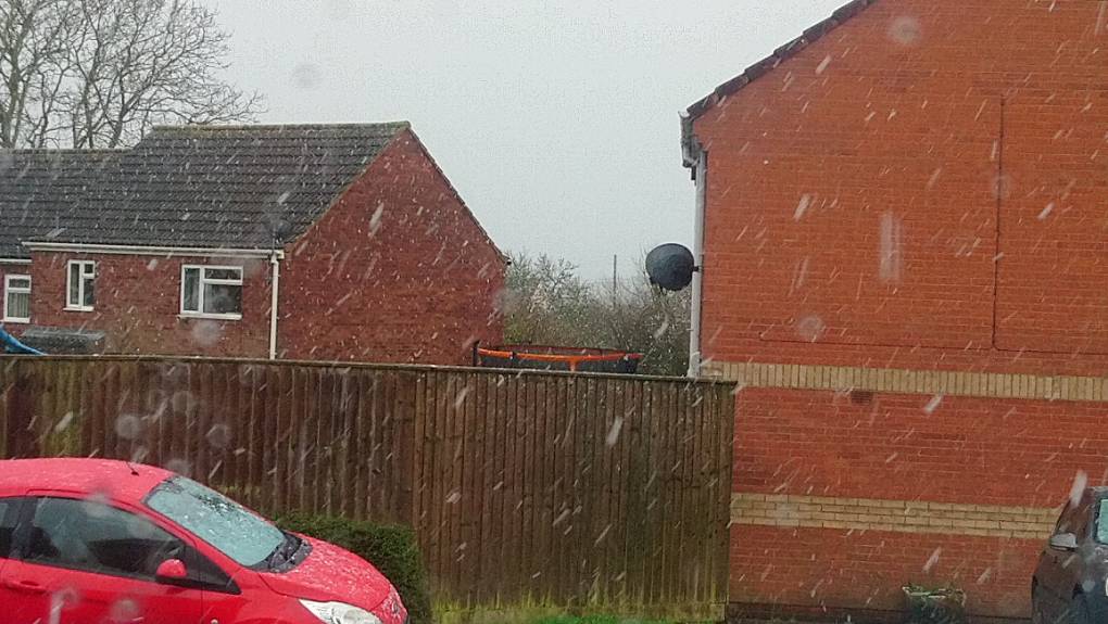 Bridgwater, Somerset, Our first wintery shower ...