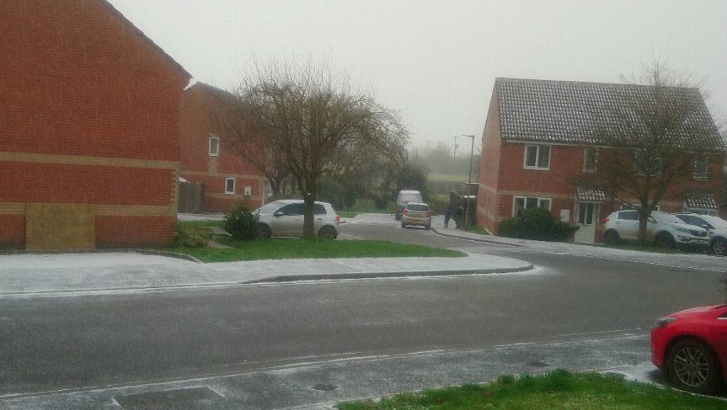 Bridgwater, Somerset, snow flurry on the Somerset Levels ...