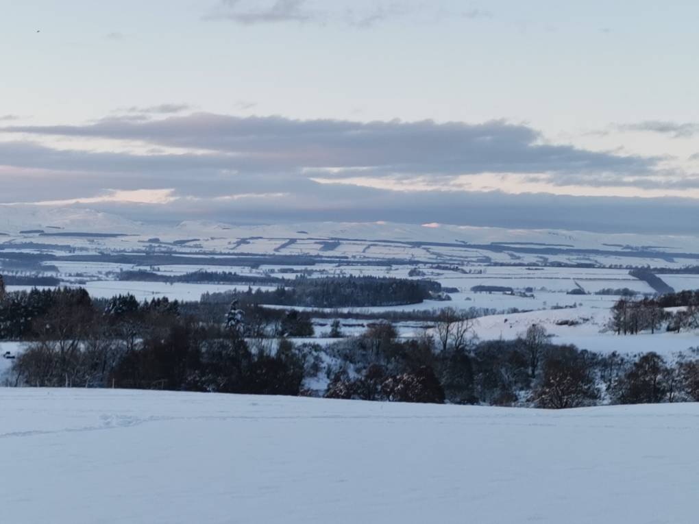 A cold sunset over deep powder Auchterarder, ,, sent by Uncle Ted