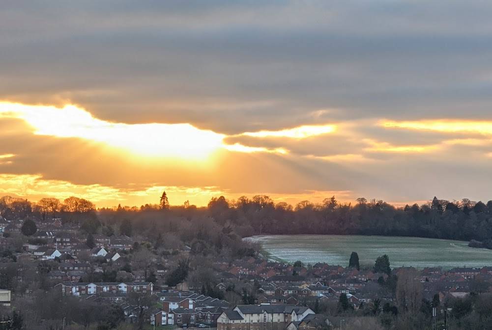 Berkhamsted, Herts, Remains of the snow at sunset...