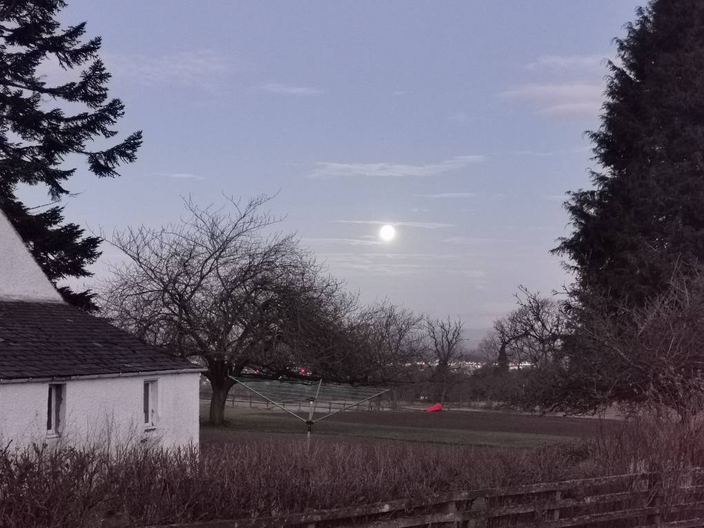 , , Full moon at dawn over Auchterarder ...
