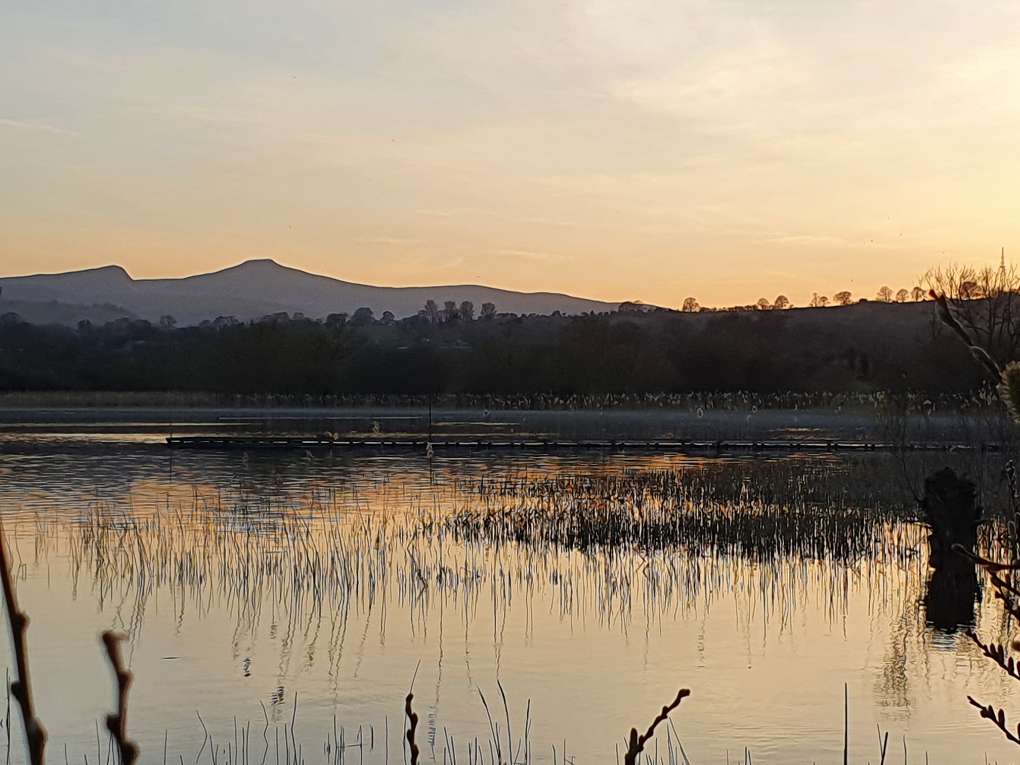 Brecon, Powys, Sunset over Penyfan ...