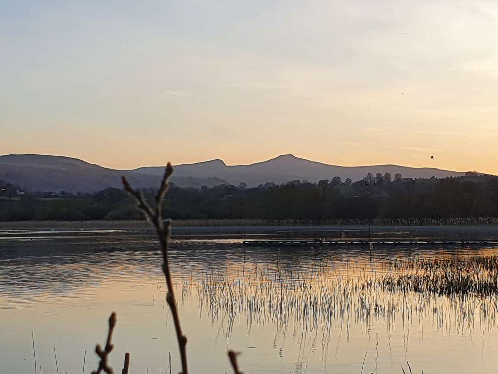 Llangorse, Powys, Penyfan sunset Easter Sunday...