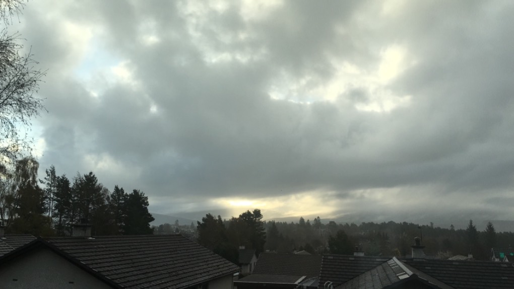 Grantown on Spey, , 6.30 am Blue sky, sunshine, mist, cloud... Typical spring day....