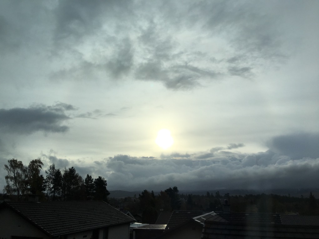 Grantown on Spey, , Slight halo showing through the clouds ...