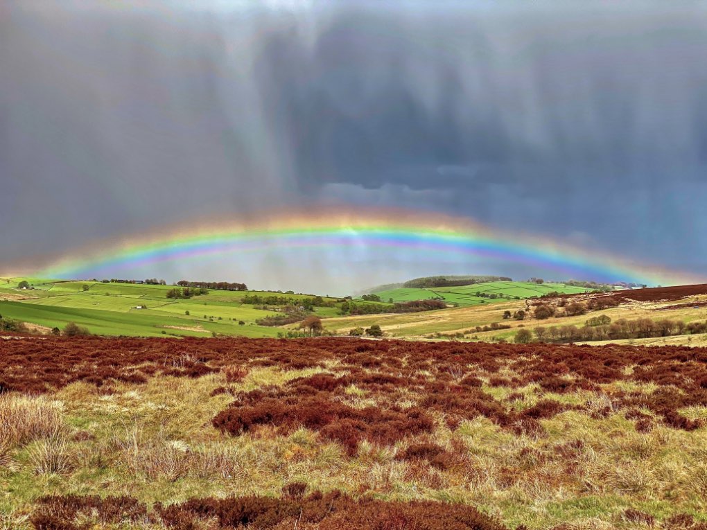 Rainbow over the moors after an hefty shower leek, staffordshire,uk, sent by toppiker60