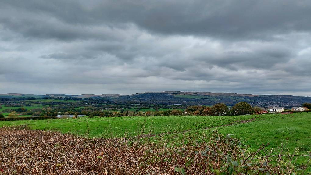 Looking towards Winter Hill on a cloudy late October day. Blackrod, Lancashire,, sent by Bolty