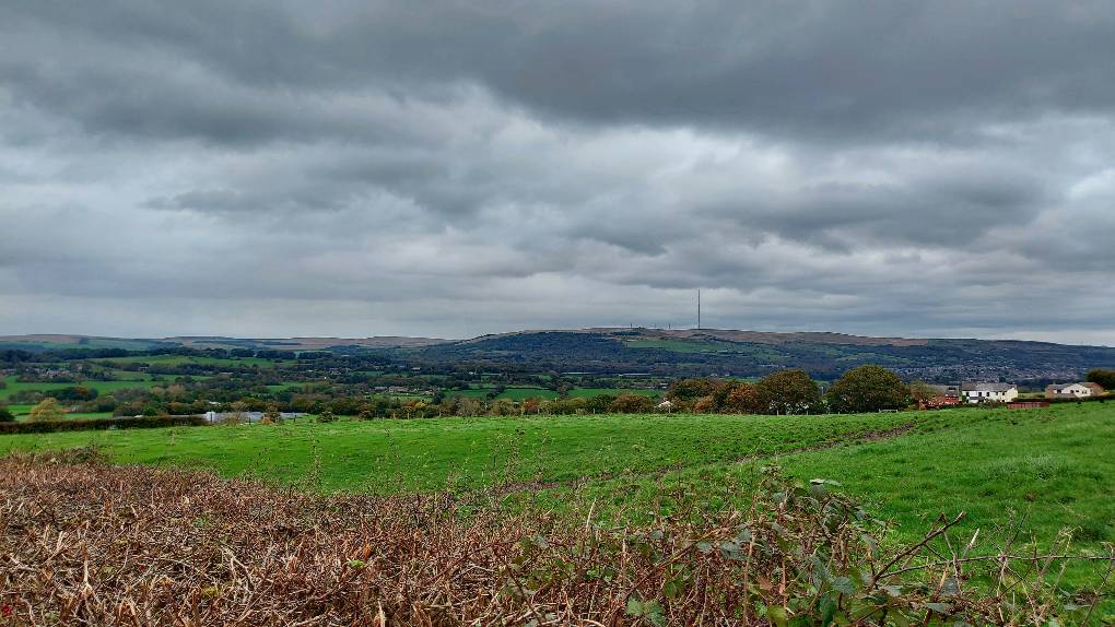Blackrod, Lancashire, Looking towards Winter Hill on a cloudy late October day....