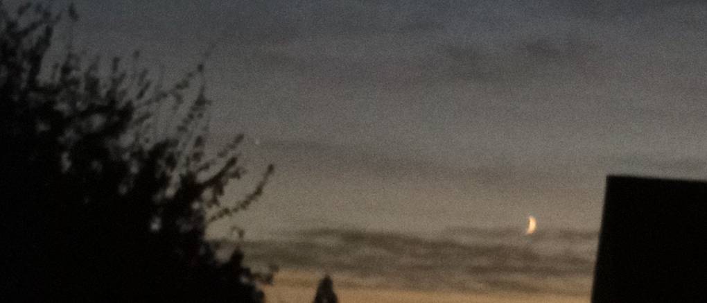 Bridgwater, Somerset, Moon and Venus at Dusk...