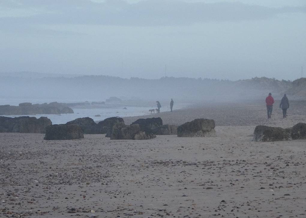 Sea mist (locally called Haar), gentle onshore wind, beach at Findhorn, 4 Feb 20 Forres, Moray,N Scotland, sent by slowoldgit