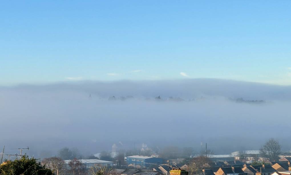 The Bulbourne valley emerges from the fog Berkhamsted, Herts,, sent by brian gaze
