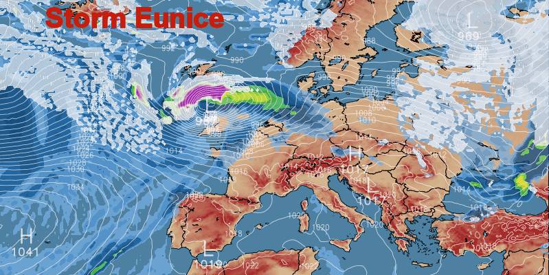 Berkhamsted, , GFS forecast showing Storm Eunice...