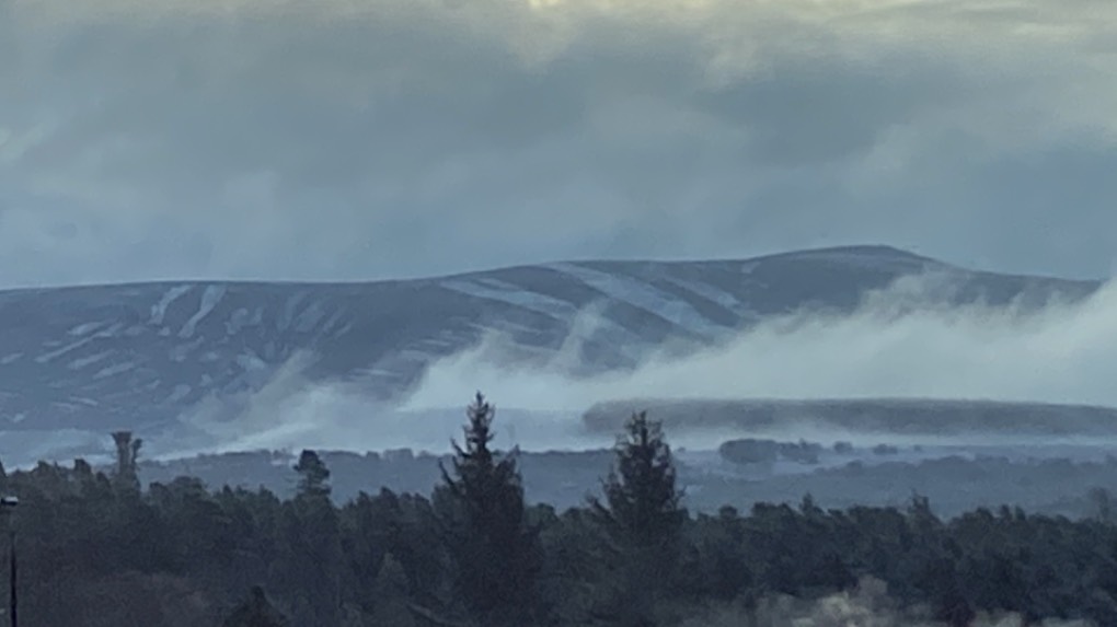 Grantown on Spey, Highlands, Just a skiff of snow on the Cromdale Hills  ...