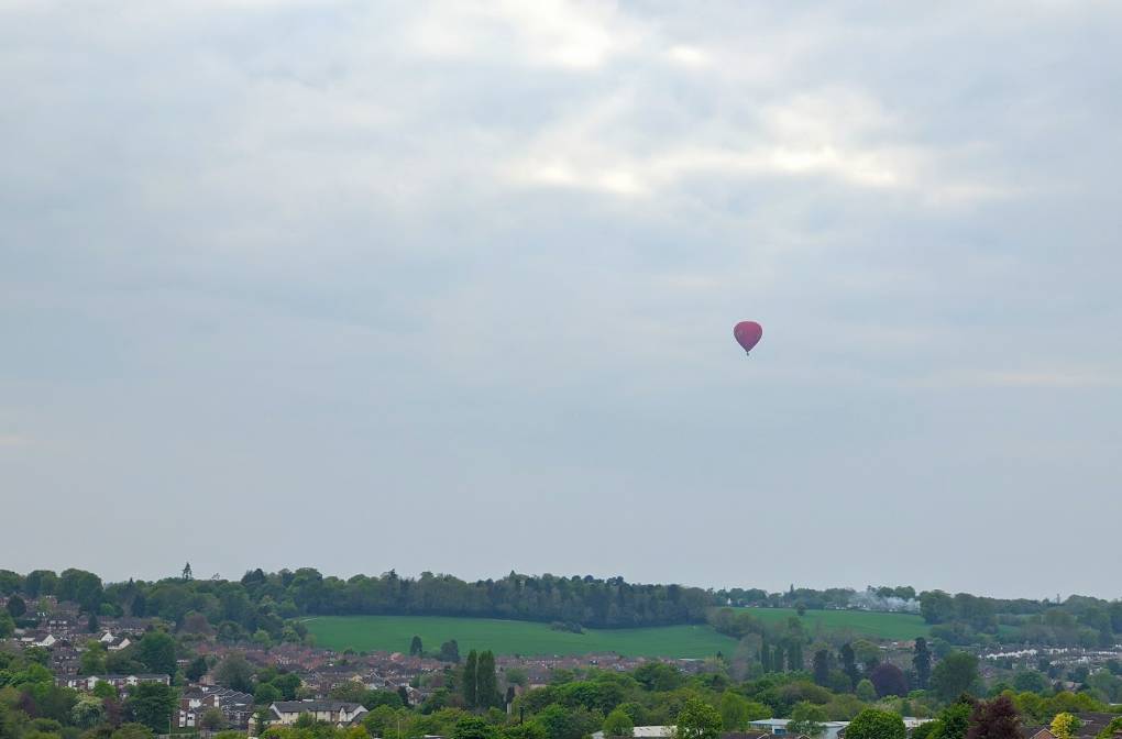 Berkhamsted, Herts, Balloon against a cloudy sky...