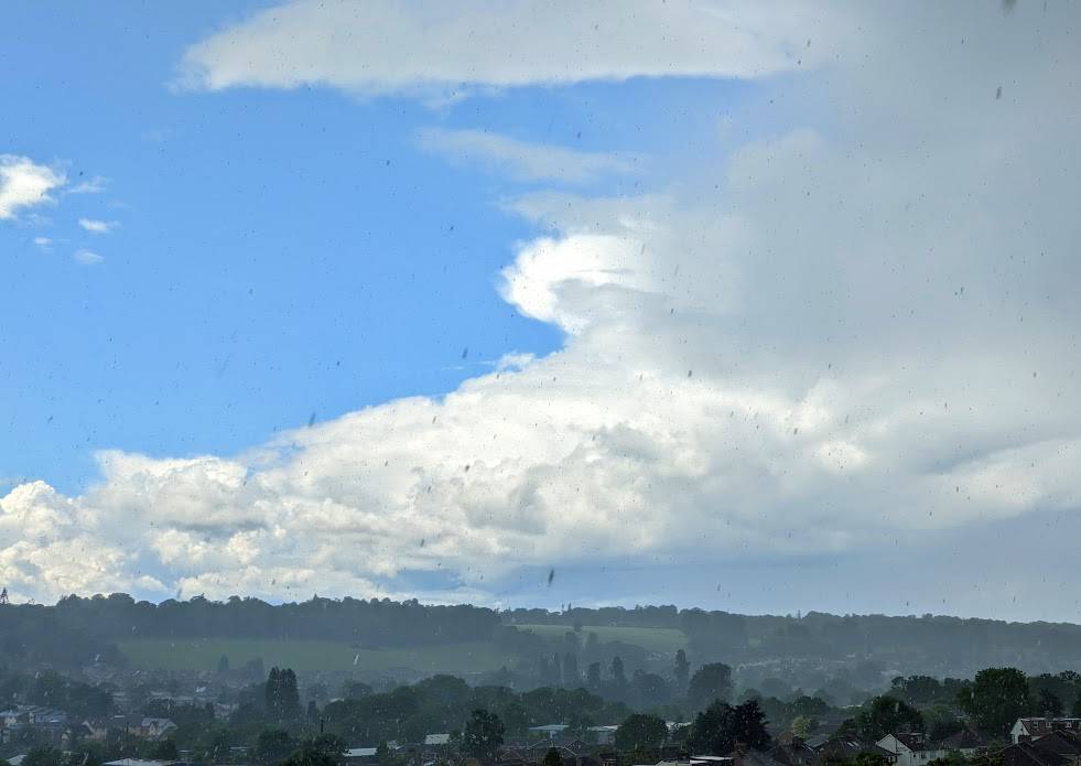 Berkhamsted, Herts, Hail shower clearing...