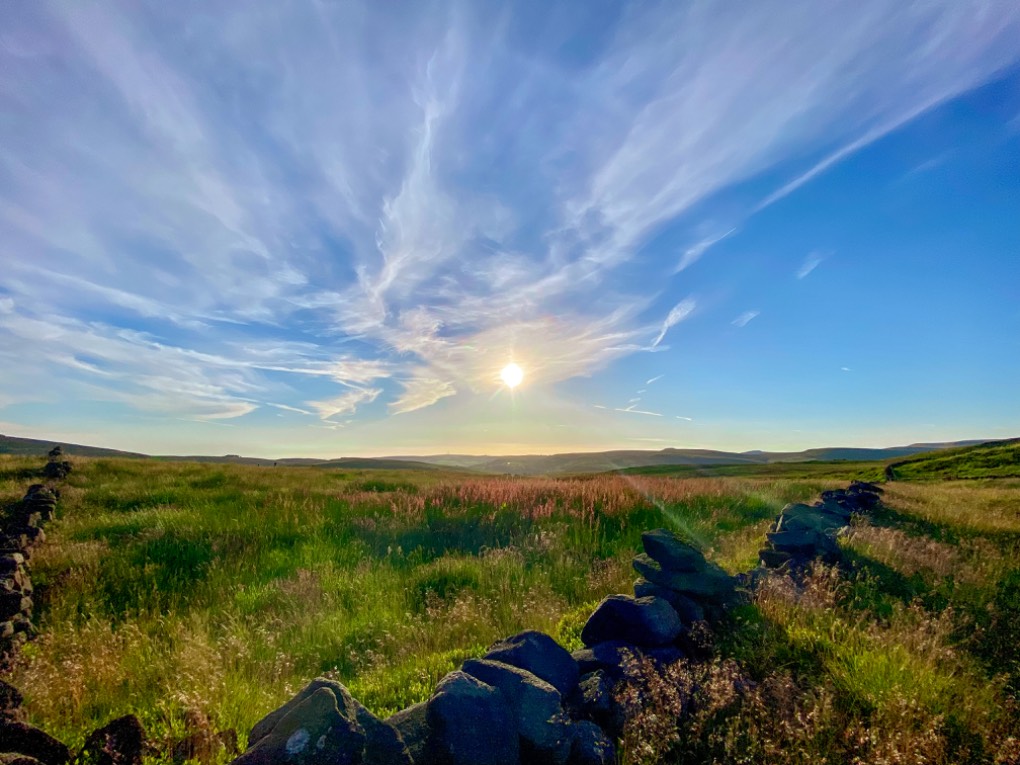 leek, staffordshire, Midge fest on the tops this evening but super clear air today....