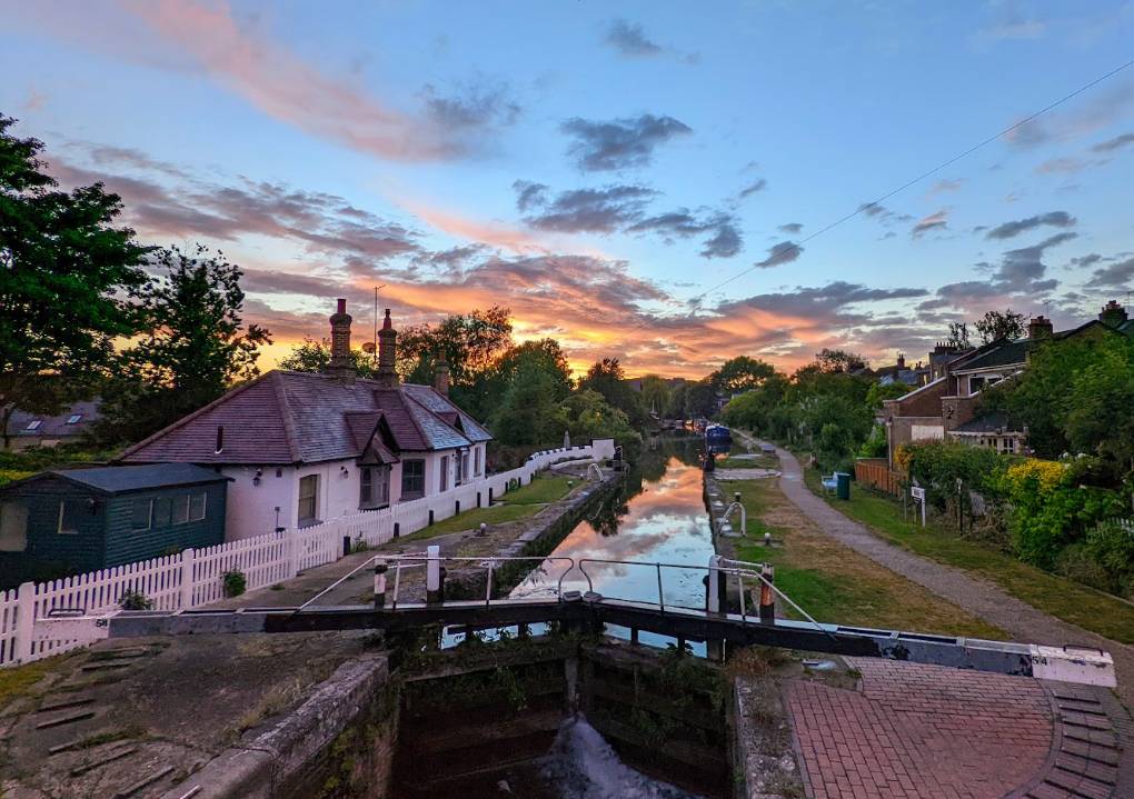 Grand Union canal just before sunset Berkhamsted, Herts,, sent by brian gaze