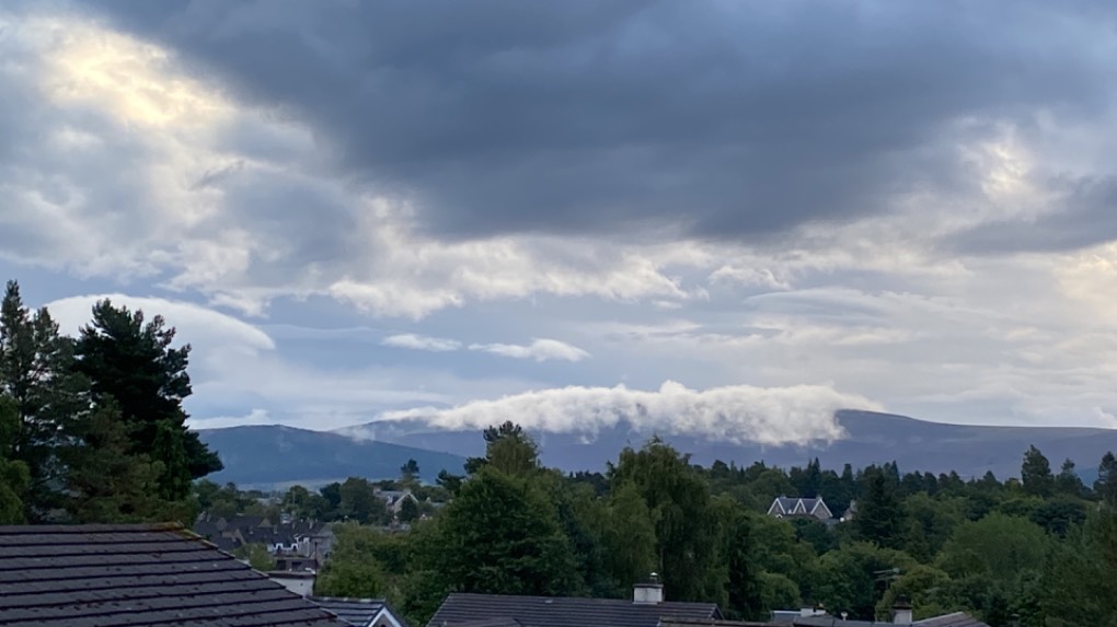 Grantown on Spey, Highlands, Cloud creeping over the hillside....