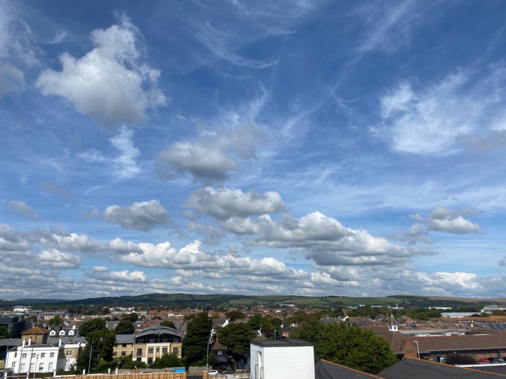 Worthing, , Stratocumulus streets near Worthing in a gentle NNE flow...