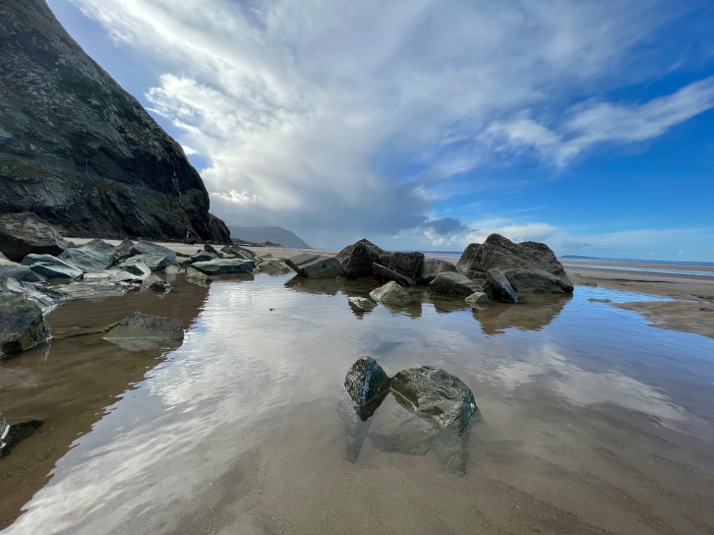Conwy, Conwy, Showers heading up the beach aberconwy...