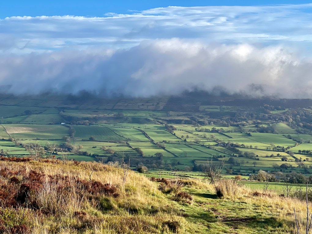 leek, staffordshire, Cloud spilling over the Roaches yesterday....