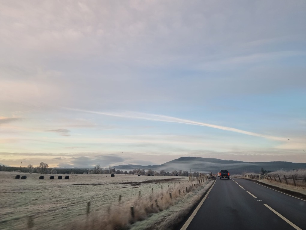 Aviemore, Highlands, Frosty day! Fog sitting on the hillside....