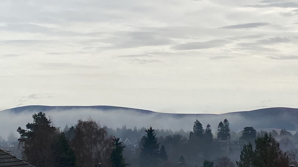 30 mins later - more mist rising off the river Grantown on Spey, Highlands,Scotland, sent by Dizzy Daff