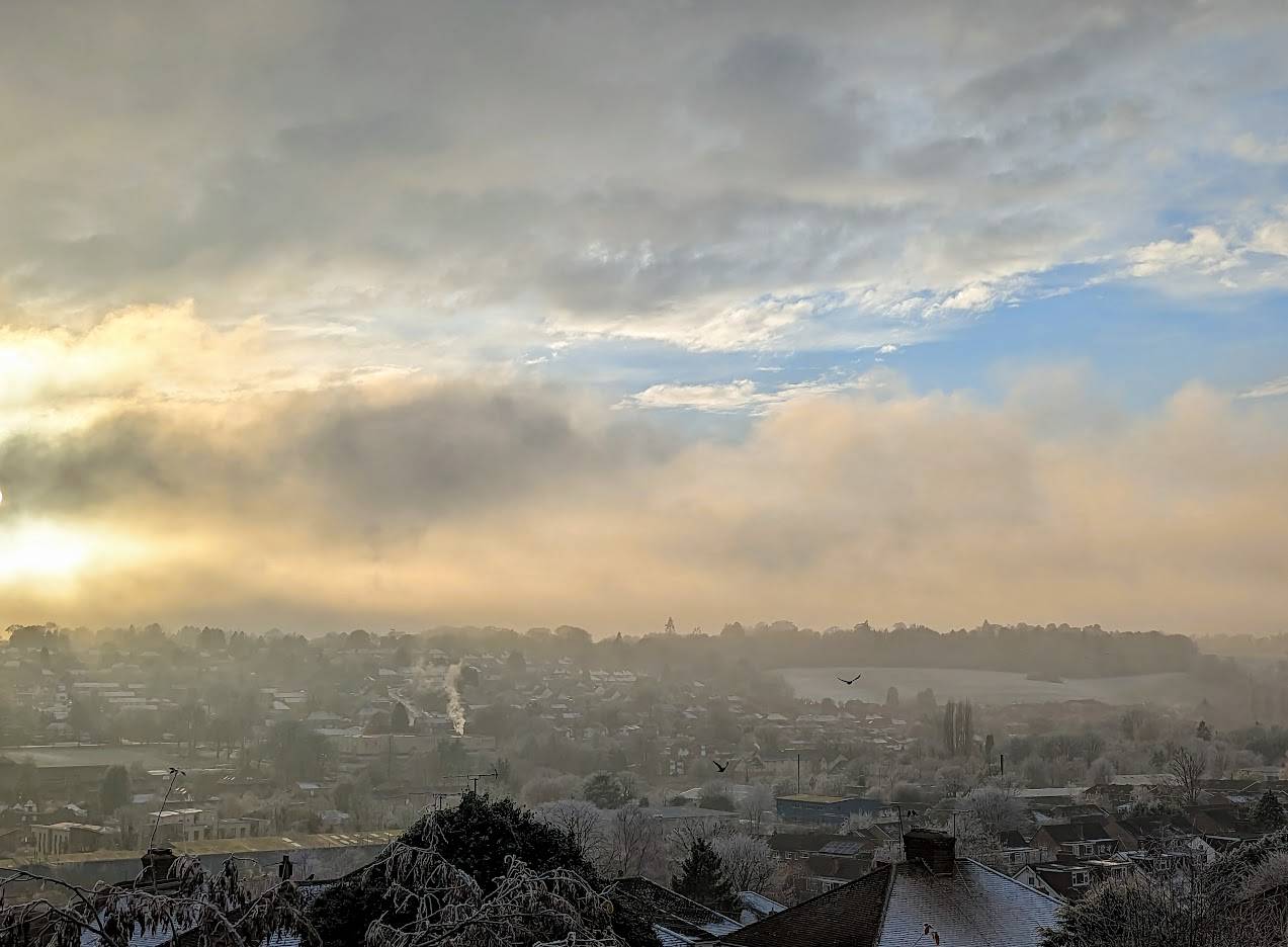 Berkhamsted, Herts, Bitterly cold day with frost and freezing fog...