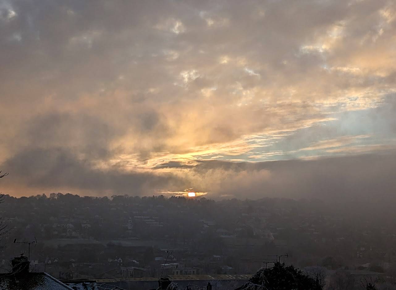 Berkhamsted, Herts, The sun sets on a cold and wintry day...
