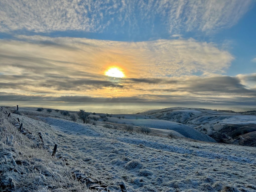 leek, staffordshire, wintry, mixture of light snow and rime....