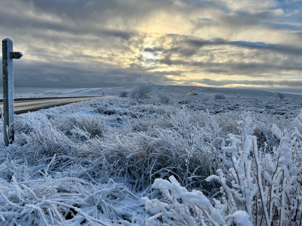 leek, staffordshire, snow and rime on the tops....