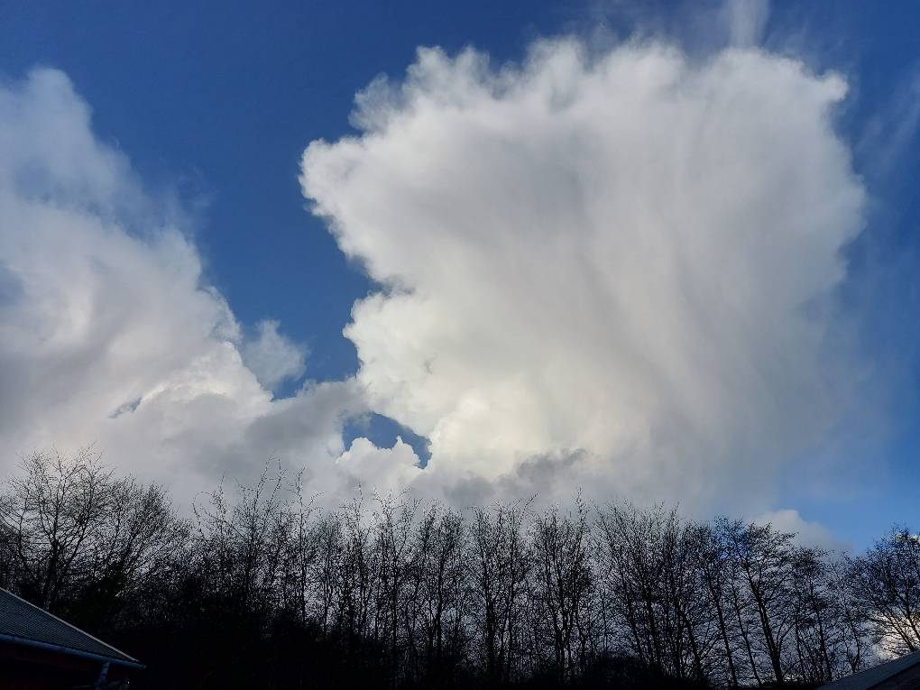 A blustery shower approaching South Molton, Devon,UK, sent by oldfoldingmaps