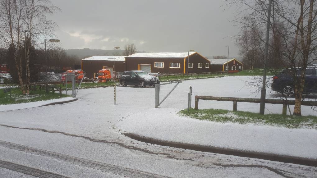 South Molton, Devon, Hail not snow this morning with thunder....