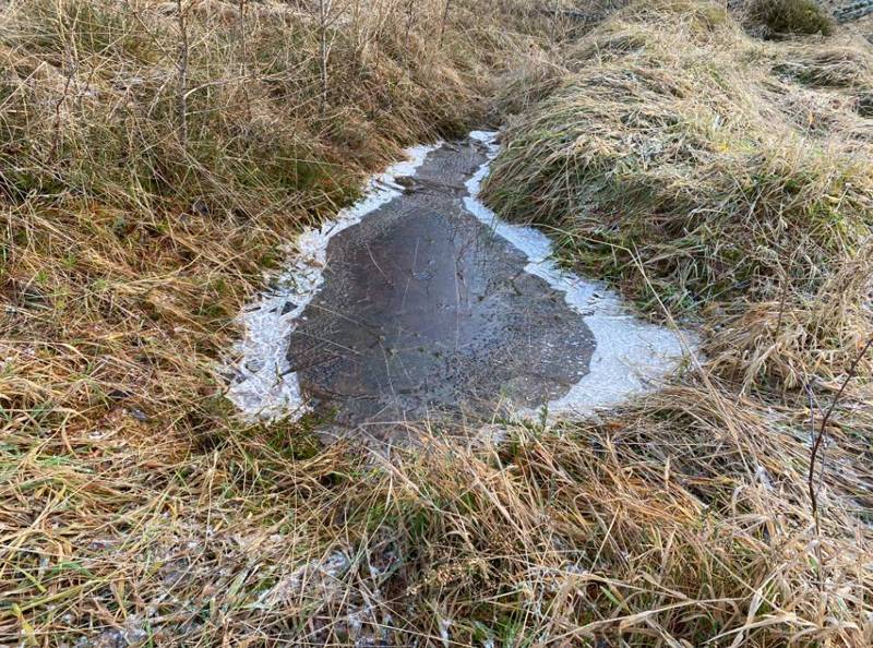 Grantown on Spey, Highlands, Icy puddle...