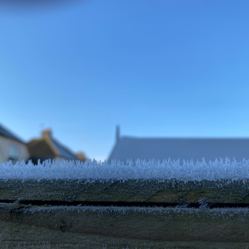 Hard frost on fence Dartford, ,United Kingdom, sent by Windy Willow